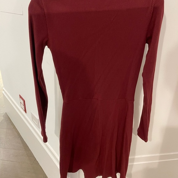 REFORMATION maroon ribbed button mini dress - Picture 3 of 3